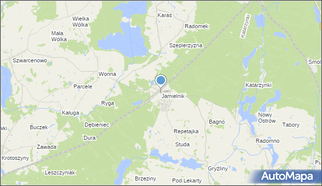 mapa Jamielnik, Jamielnik gmina Nowe Miasto Lubawskie na mapie Targeo